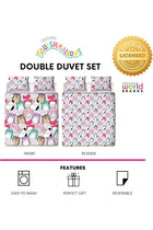 Squishmallows Official Double Duvet Cover Set, Bright Design | Reversible 2 Sided Squish Squad Bedding