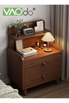 Nightstand with 2 Drawers, Modern Bedside Table with Open Wood Shelf, Minimalist Side Table, End Table Easy to Assembly for Bedroom Living Room Small Space Brown
