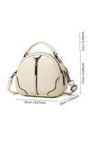 Women PU Shoulder Crossbody Tote Satchel Bag, Ladies Large-Capacity Multi-Pocket Round Bucket Style Dual Zipper Compartments and Detachable Strap for Youth Daily Casual Travel Cross Bags (Beig