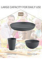 Plastic Plates and Bowls Set - 12 PCS Unbreakable Tableware Set
