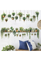 Hanging Green Plant Wall Stickers, 3D Bonsai Potted Succulent Plants Leaves Wall Decals, Peel and Stick Leaf Cactus Stool Decor, Removable Wall Art Mural for Kitchen Home Office Bedroom