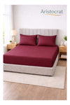 3-Piece Striped Microfiber Fitted Sheet Set Super King 200x200cm, Maroon