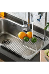 Black Stainless Steel Foldable Dish Drying Rack Space Saving No Install Kitchen Organizer