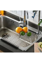 Black Stainless Steel Foldable Dish Drying Rack Space Saving No Install Kitchen Organizer