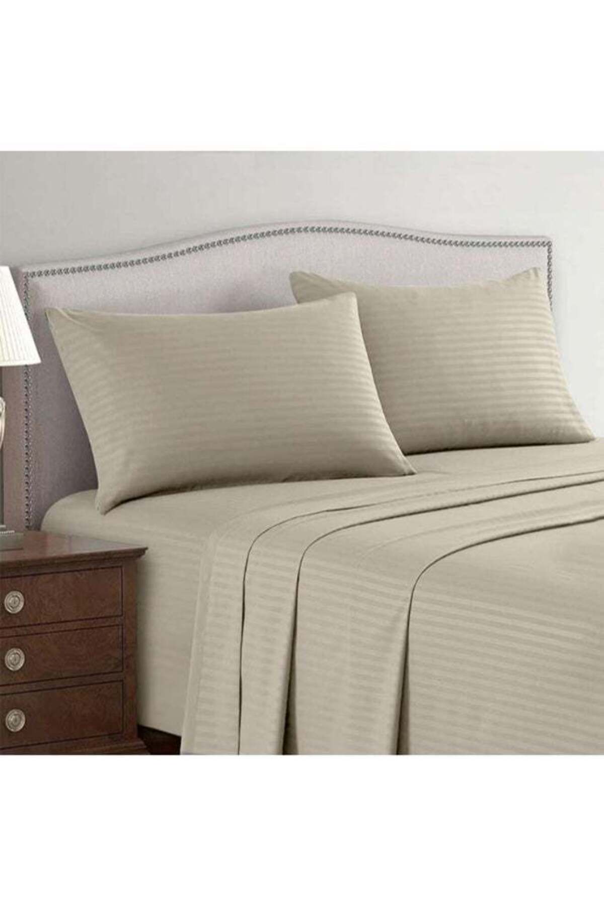 2-Piece Single Bed Sheet Set – 100% Cotton Sateen Stripe Patterned – Size: 160x220cm