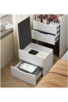 -Long Bedroom Dresser, Makeup Vanity Table, Vanity Desk with LED Mirror and Stool, Dressing Table with Chair, Makeup Tables with Cabinet, White Bedroom Bedside Table for Women Girls, SZZ007
