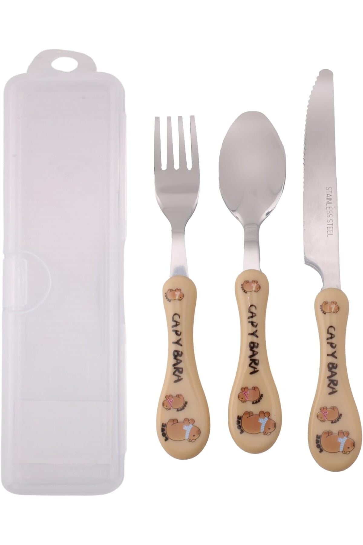 Children Cutlery for Lunch Box - 3-Piece Stainless Steel Kids Cutlery Set with Case for School Includes Children Fork, Knife and Spoon - Metal Tableware Utensils for Boys and Girls