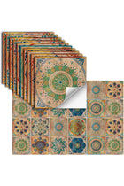 Wall Decals, 24 Pieces Self-Adhesive Mandala Tile Decals, 10x10 cm Square Stickers for Home Decor, Easy Peel and Stick, Removable Waterproof for Kitchen, Bathroom, Furniture