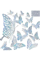 60 Pcs 3D Sequined Silver Butterfly Wall Decor, 5 Styles 3 Sizes,Butterfly Cake Birthday Party Baby Shower Decorations Iridescent,Metallic Room Mural Wall Stickers (Sequined Silver)