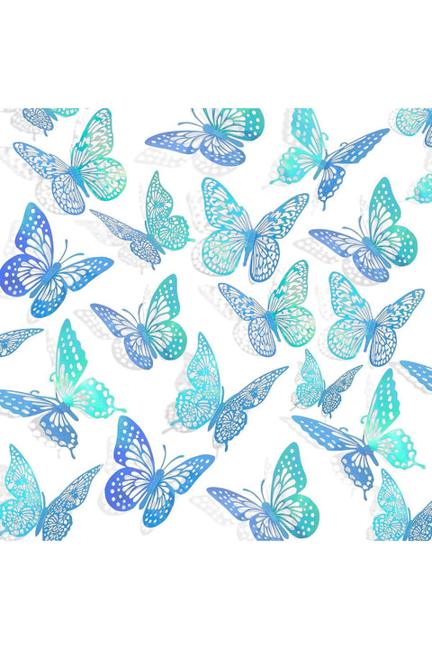 3D Butterfly Wall Decor - 48 Pcs, 4 Styles, 3 Sizes, 3D Butterflies Stickers, Removable Stickers for Birthday & Party Decorations, Blue