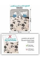 Printed Duvet Set, Queen Size Fits 180x200 cm - 4-Pcs Bed Set, Brushed Microfiber Fabric - 1 Duvet Cover, 1 Fitted Sheet, 1 Pillow Shams, 1 Pillowcases (Filler Not Included)