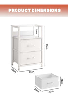3-Tier Nightstand Side Table with 2 Fabric Drawers Home Bedside Table End Coffee Table for Bedroom 45*30*73cm White
