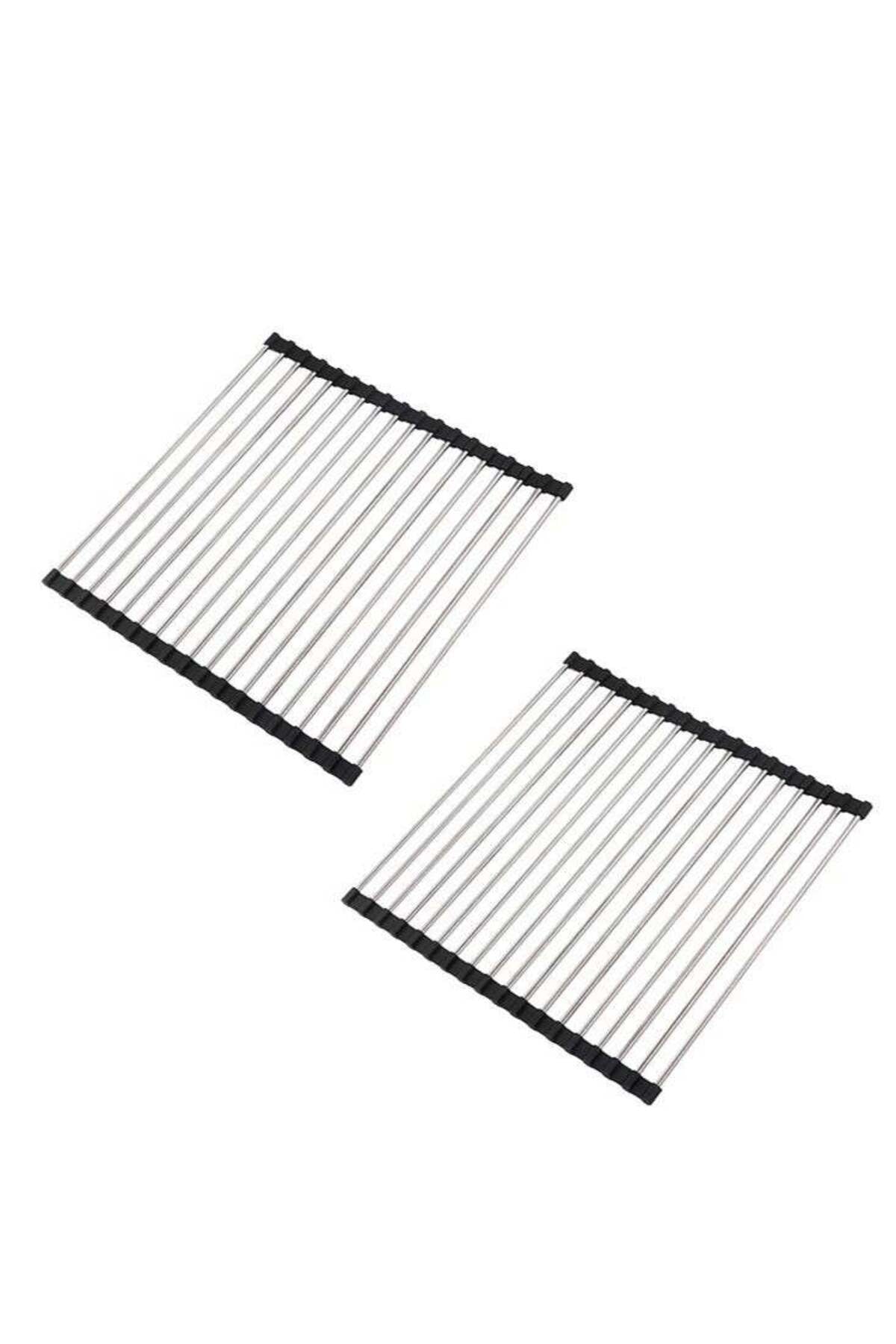 2pcs Large Roll Up Dish Drying Rack, Multipurpose Stainless Steel Kitchen Drainer Rack Over Sink