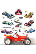 Racing Cars Wall Stickers - Vehicles Roads Boys Bedroom Wall Decals - Baby Nursery Kids Room Daycare Playroom Wall Decor