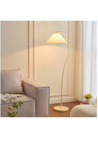 LED Floor Lamp with Pleated Shade, Modern Stand Light with Warm Light Bulb, Metal Pole, Beige Shade