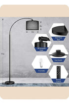 Floor Lamp with Remote Control 3 Color Temperature and Brightness Adjustable Standing Lamp with Black Shade Pole Lamp for Bedroom Office Bulb Included 12 Watt