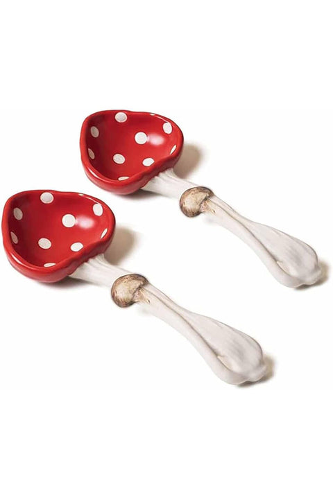 Cute Mushroom Spoon, Soup Spoon Set of 2, Safe Matte Ceramic Serving Spoons for Dessert, Breakfast and Soup