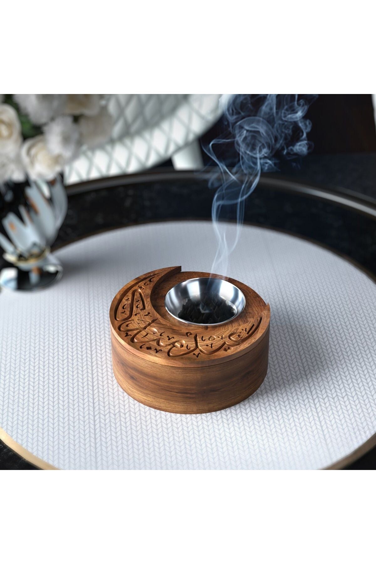 Eid Mubarak Wooden Crescent Incense Burner