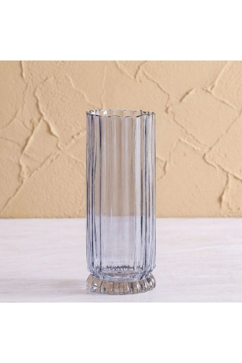Mirabella Glass Vase 10X10X25.5 cm -Grey