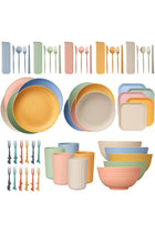 62 Piece Unbreakable Crockery Set, Reusable Camping Tableware Set for 5 People, Plastic Tableware