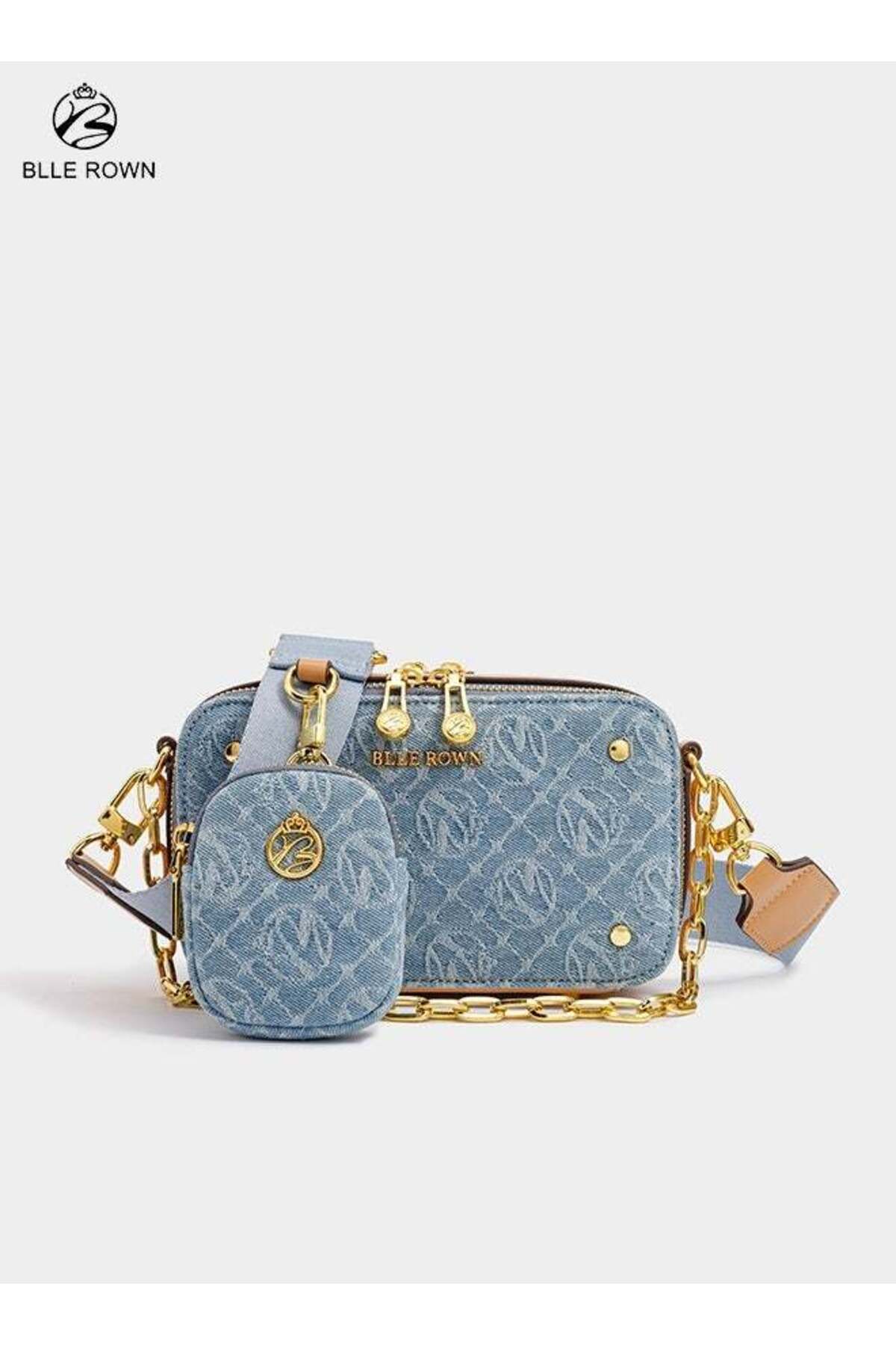2PCS Luxury Women Handbag Elegant Ladies Bag Shoulder and Crossbody Tote with Golden Chain Double Zipper Chic Design and Matching Mini Purse