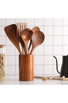 Wooden Cooking Utensils, 6 PCS Natural Wood Kitchen Set for Nonstick Cookware, Heat Resistant Spoons with Comfort Grip