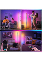 CozyNest LED Floor Lamp, Remote Dimming, Bluetooth Music Sync, RGB Ambient Light, Four-Section Adjustable Length, Suitable for Bedroom and Living Room, Modern Minimalist, Black,12W