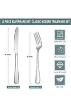 SANTUO 12 Piece Silverware Set with 6 Dinner Knives and 6 Dinner Forks, Stainless Steel