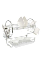 2 Layer Dish Drainer Rack Silver 35cm