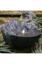 Electric Water Fountain, Handcrafted Polyresin & Fiberglass Cascading Freestanding Fountains, Realistic Rock Design Fountain with LED Light, Ideal for Relaxation, Meditation, Event & Home Decor