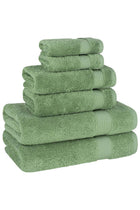 Safi Plus Towel Set Luxury Hotel Quality 500 GSM Genuine Combed Cotton, Super Soft & Absorbent Family Bath Towels 6 Piece Set - 2 Bath Towels, 2 Hand Towels, 2 Washcloths - Sage Green