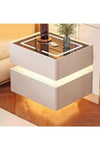 Modern Bedside Nightstand Table with LED Mirror, Sensor Light, Wireless Charging and BT Speaker 50CM