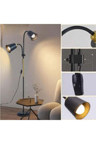 Double Headed Industrial Style Floor Lamp 2201 Model, Adjustable Floor Reading Lamp, Dual-Purpose Table Lamp for Living Room, Bedroom and Office