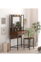 Dressing Table Vanity Style with Lighted Mirror Brown
