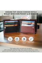 MORUCHA Mens RFID Blocking Real Soft Leather Passcase Wallet with Gift Box M75 Black/Brown