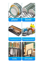 Space-Saving Dish Rack with Drainer Shelf and Cover Kitchen Counter Organizer Black