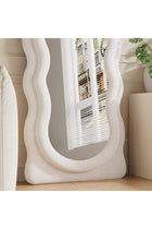 VPHOME Cloud Shaped Wavy Arched Floor Mirror with Flannel Frame, 63"x24" Full Length Freestanding or Wall Mounted Standing Mirror for Bedroom Living Room, White (160x60cm)