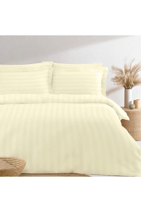 Cotton Striped Single Size Duvet Cover 140x200 cm Cream, 300 Thread Count