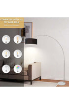 LIGHTING Modern Arc Floor Lamp with Adjustable Head, 208cm Tall Standing Lamp with Fabric Shade, Heavy Marble Base, Button Switch , Ideal for Living Room Bedroom Reading Corner