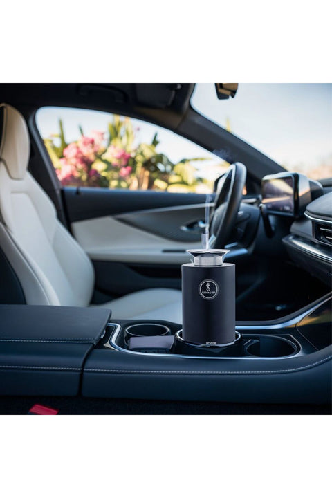 Scent Drive Car Scent Diffuser - Rechargeable 2000mAh Battery, Compact & Stylish, Customizable Fragrance Intensity, Fits in Cup Holder (Black)