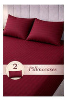 3‑Piece Striped Microfiber Flat Bed Sheet Set, suitable for Queen and King sizes, Maroon