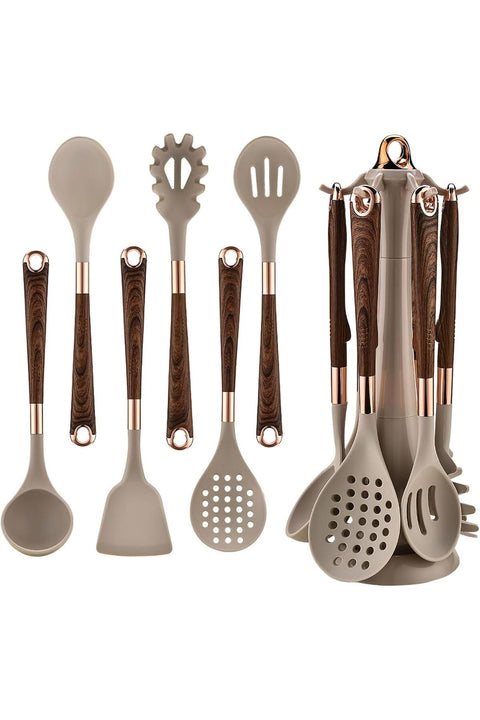 Kitchen Utensils Set Non-stick Silicone Cooking Utensils, Set 7 Pcs Non-slip Handle Heat Resistant Kitchen Utensil
