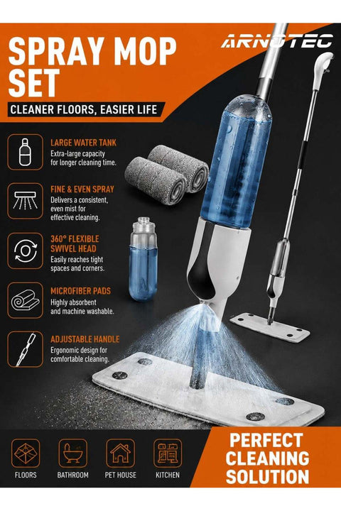Spray Mop for Floor Cleaning with 350ml Refillable Bottle, 360° Rotating Head