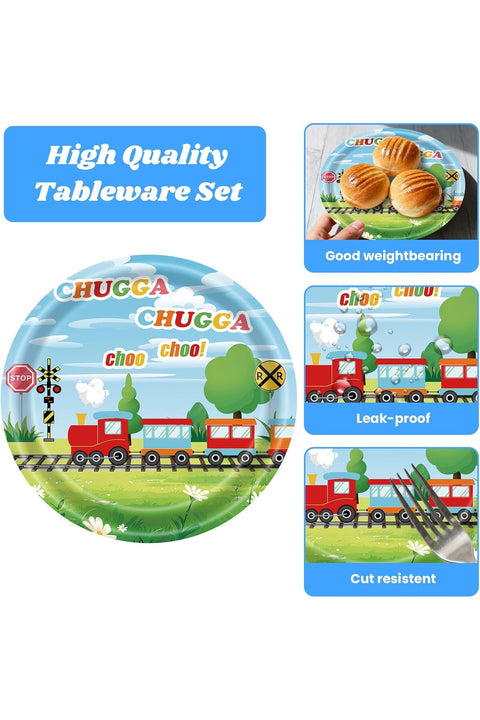 Train Theme Chugga Choo Party Supplies, Train Birthday Party Decorations Tableware Set