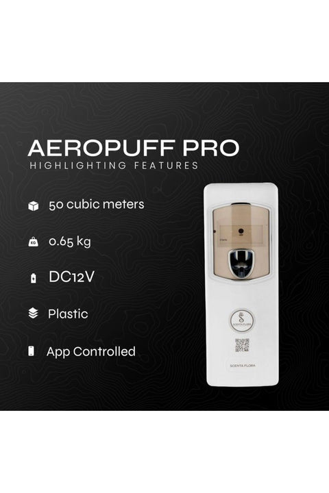 AEROPUFF PRO Automatic Fragrance Dispenser - Mobile App Controlled, AA Battery Powered - Ideal for Lifts & Washrooms