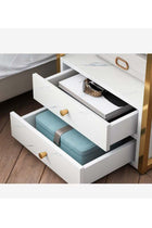 -Long Nightstand, Bedside Table, 43*35*50cm Dresser for Bedroom, Bed Side Table with Drawers, Modern End Table Bedside Furniture, Closet Organizer, Night Stand Bedside Table for Living Room, O