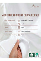 Pure Combed Cotton Bed Sheet Set Queen Size Mellow Yellow, 400 Thread Count Sateen Weave