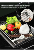 2pcs Large Roll Up Dish Drying Rack, Multipurpose Stainless Steel Kitchen Drainer Rack Over Sink