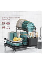 Dish Drying Rack, Multifunctional Dish Rack, Rustproof Kitchen Dish Drying Rack with Drainboard, Space-Saving 2-Tier Dish Drying Rack with a Large Capacity for Kitchen Counter, Stainless Steel D