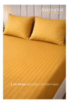 3-Piece Striped Microfiber Fitted Sheet Set Large Single 120x200cm Gold